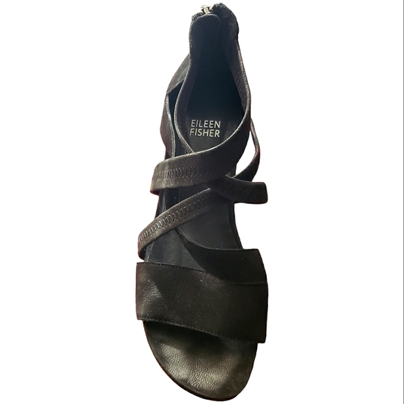 Eileen Fisher Skill Tumbled Nubuck Leather Textile Strappy Sneaker Sandals Zip 8 - Picture 8 of 13